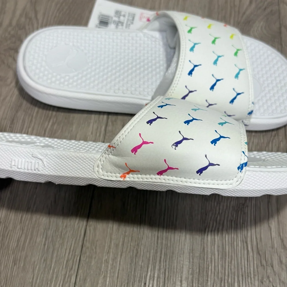 Puma White Cool Cat Bold Girls' Slides JR 4Y